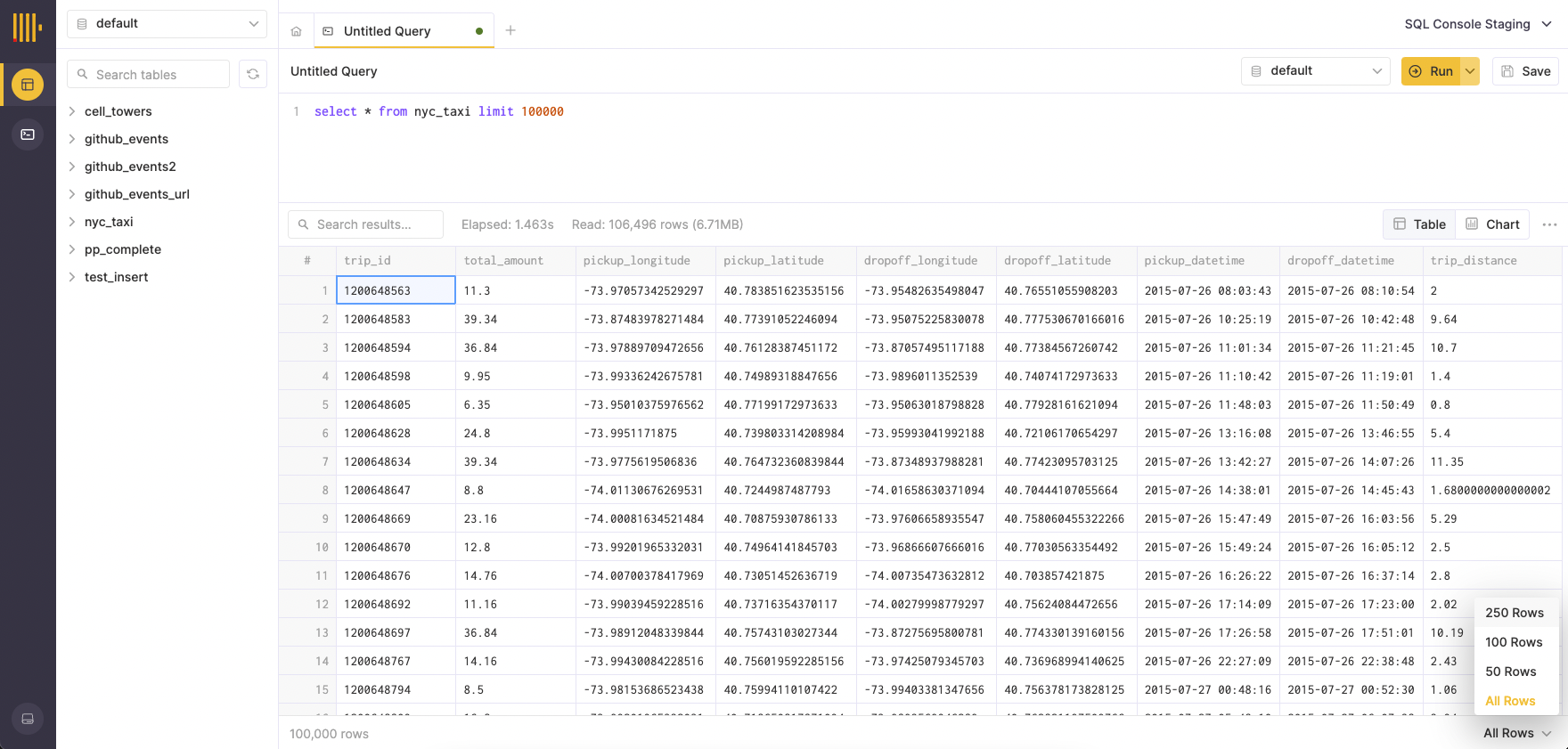 Pagination options